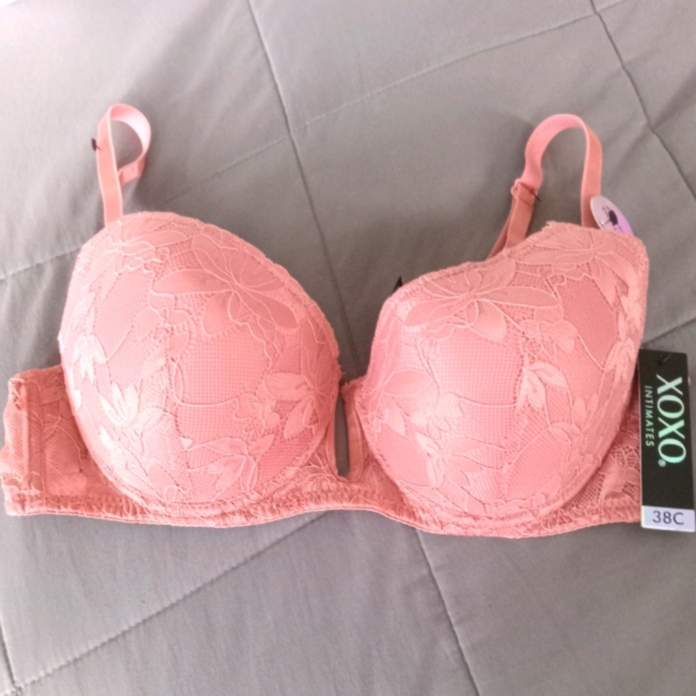 Soft Pink Floral Lace Bra